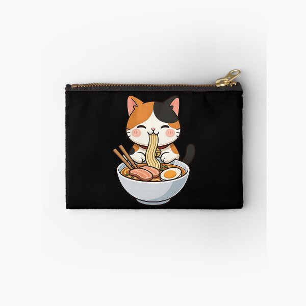 Item preview, Kawaii Calico Cat Eating Ramen  designed and sold by dudelinart.