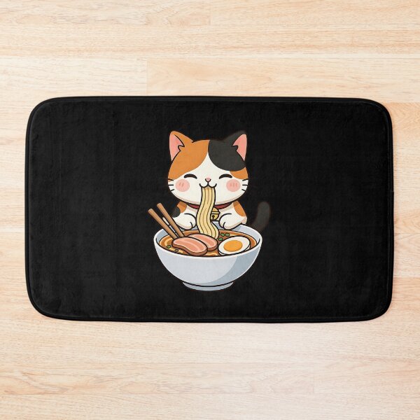 Item preview, Kawaii Calico Cat Eating Ramen  designed and sold by dudelinart.