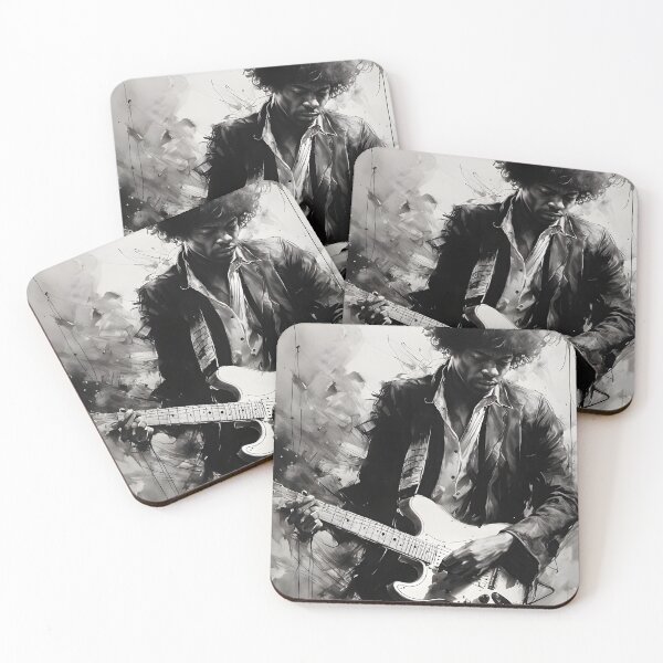 Item preview, Left-Handed Guitarist Charcoal Sketch – 60s/70s Rock Portrait Art designed and sold by Kelvin Hughes Design.