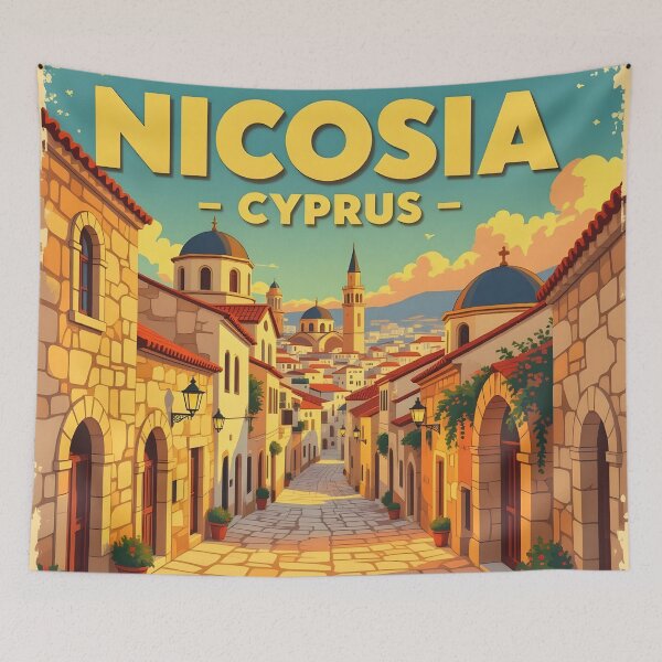 Item preview, Nicosia, Cyprus: Vintage-Style Painterly Travel Poster designed and sold by LSVart.