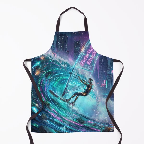 Item preview, Cyberpunk Neon Windsurfer - Futuristic Digital Wave Rider designed and sold by Elderlight Studio - L. Vlashev.