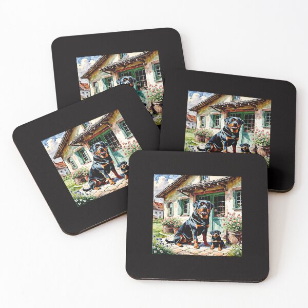 Item preview, Rottweiller on the porch with Puppies#2 designed and sold by Helios Be. Lavsh.