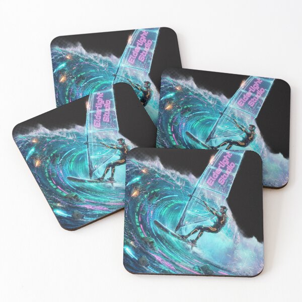 Item preview, Cyberpunk Windsurfer - Neon Digital Wave & Circuit Art designed and sold by Elderlight Studio - L. Vlashev.