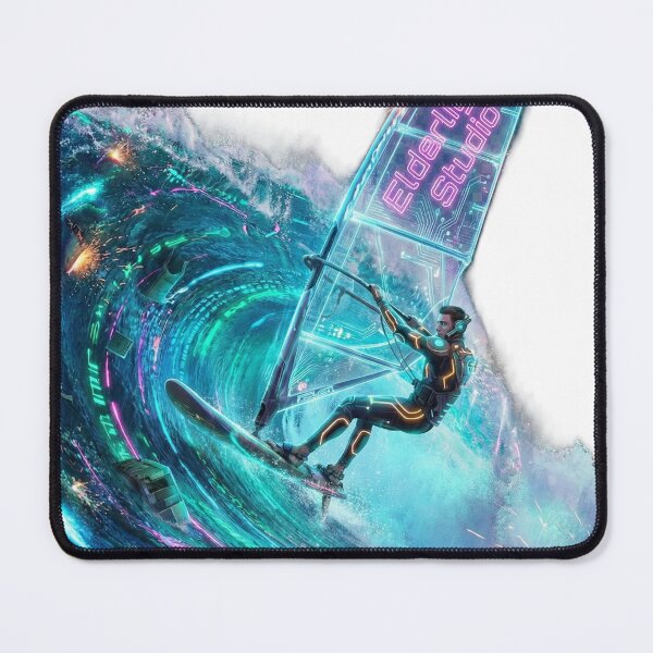 Item preview, Cyberpunk Windsurfer - Neon Digital Wave & Circuit Art designed and sold by Elderlight Studio - L. Vlashev.