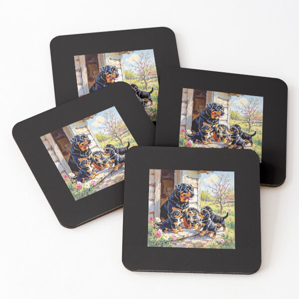 Item preview, Rottweiller on the porch with Puppies#3 designed and sold by Helios Be. Lavsh.