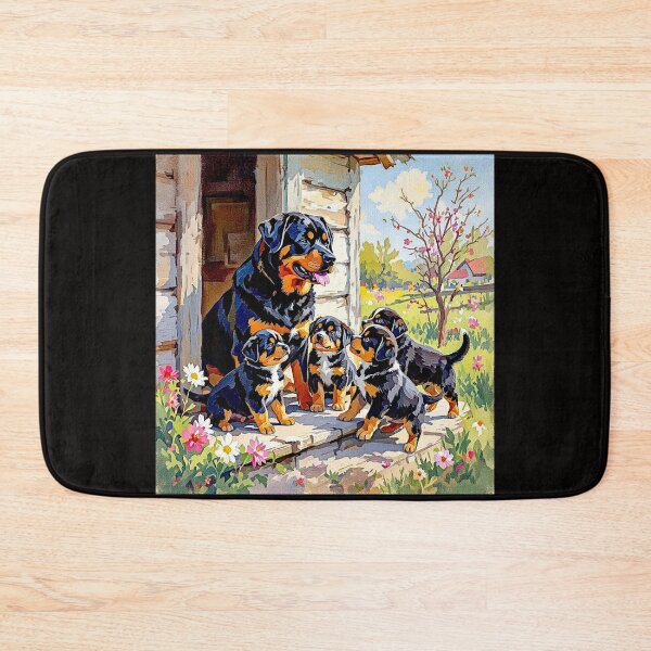 Item preview, Rottweiller on the porch with Puppies#3 designed and sold by Helios Be. Lavsh.
