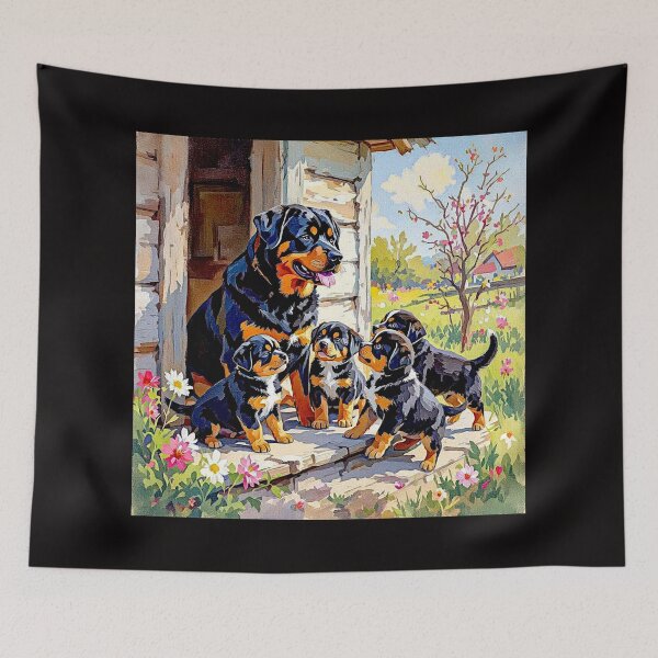 Item preview, Rottweiller on the porch with Puppies#3 designed and sold by Helios Be. Lavsh.