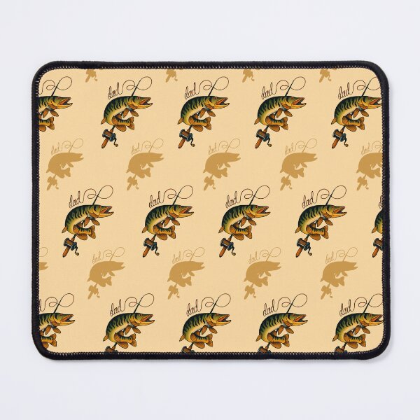Item preview, Retro Dad Muskie Fish Tattoo pattern V2 designed and sold by BeebooDesign.