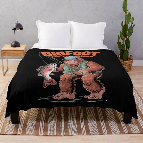 Item preview, Fish Angler Fisherman Bigfoot Sasquatch Walleye Fishing designed and sold by lilLilaBatArt.