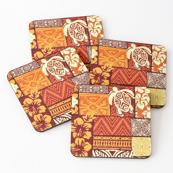 Item preview, Polynesian Patchwork Island Tribal Floral & Turtle Design designed and sold by Myra365Art.