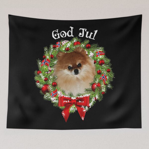 Item preview, God Jul Norwegian Pomeranian Dog Christmas Wreath  designed and sold by WayTBeenkenArt.