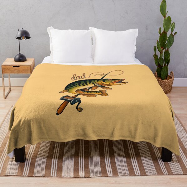 Item preview, Retro Dad Muskie Fish Tattoo designed and sold by BeebooDesign.