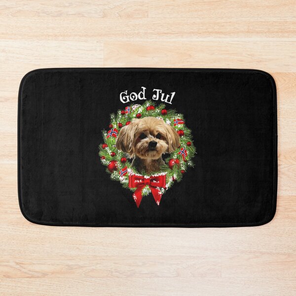 Item preview, God Jul Norwegian Yorkie Poo Dog Christmas Wreath  designed and sold by WayTBeenkenArt.