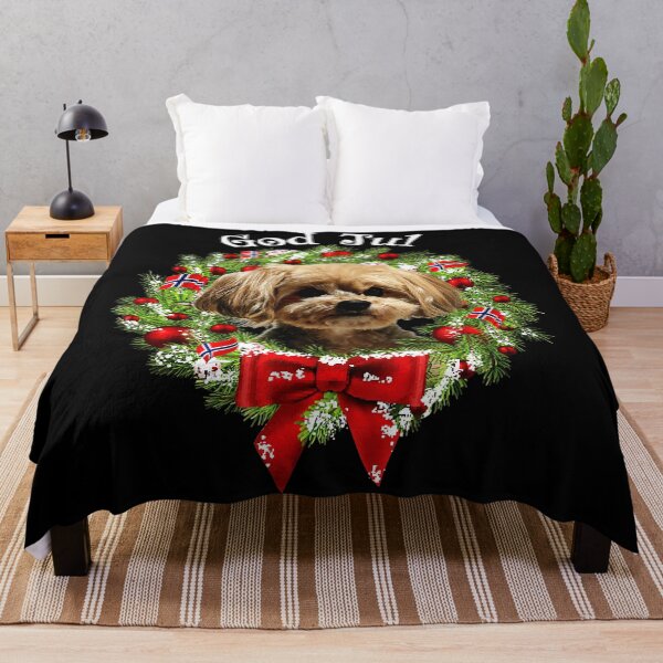 Item preview, God Jul Norwegian Yorkie Poo Dog Christmas Wreath  designed and sold by WayTBeenkenArt.