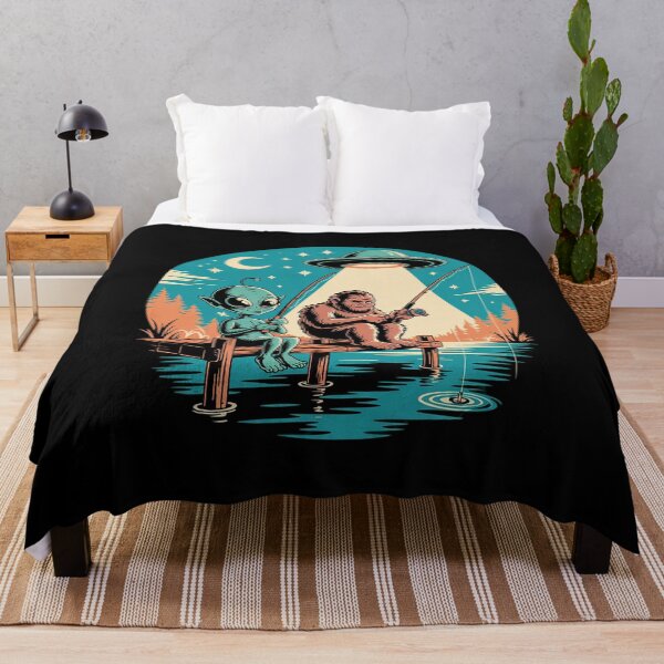 Item preview, Bigfoot And Alien Fishing. Bigfoot And Alien UFO designed and sold by BeetleMalon.
