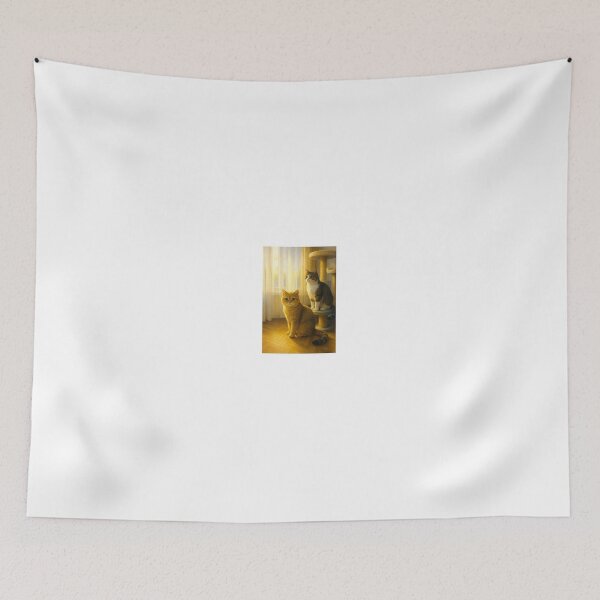 Item preview, Golden & Silver Sisters – Luxe Sunlit Cat Portrait designed and sold by LovelyCatGalaxy.
