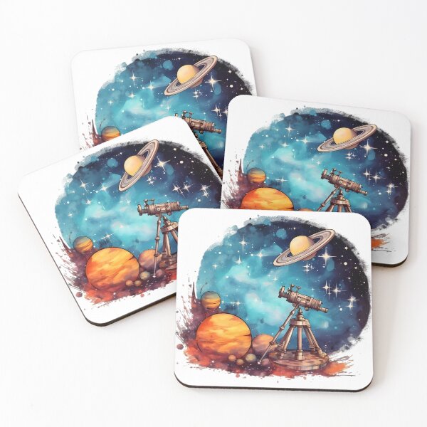 Item preview, Cosmic Telescope & Planets – Space Exploration Art designed and sold by Kruti Collection.