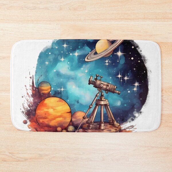 Item preview, Cosmic Telescope & Planets – Space Exploration Art designed and sold by Kruti Collection.