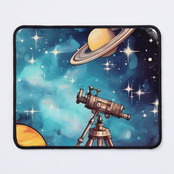 Item preview, Cosmic Telescope & Planets – Space Exploration Art designed and sold by Kruti Collection.