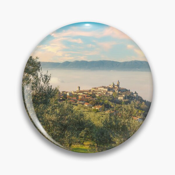 Item preview, Trevi village and olive trees in a foggy morning. Umbria, Italy. designed and sold by Stefano Orazzini.