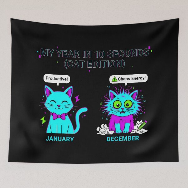 Item preview, My Year in 10 Seconds Cat Edition Chaos Energy Design designed and sold by SplashTastic.