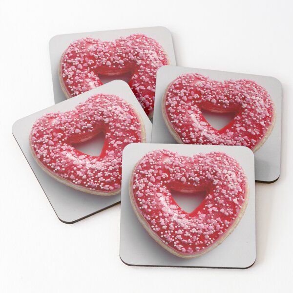 Item preview, Pink Heart Donut With White Sugar Sprinkles designed and sold by EL-Lebedenko.