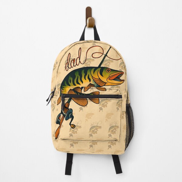 Item preview, Retro Dad Muskie Fish Tattoo Art designed and sold by BeebooDesign.