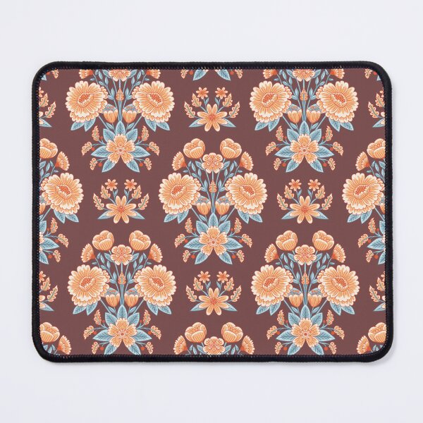 Item preview, Floral Countryside Block Print brown, orange and blue designed and sold by pholiumsigma_design.