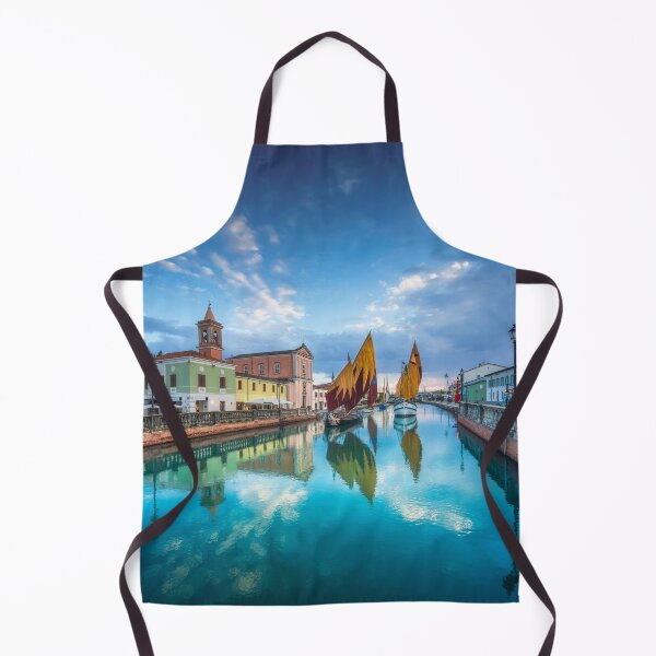 Item preview, Cesenatico canal, historic sailboats and church. Romagna, Italy designed and sold by Stefano Orazzini.