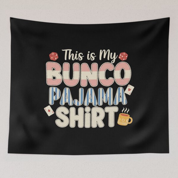 Item preview, Bunco Pajama Shirt Design, Cute Bunco Game Night Tee, Striped Appliqué Lettering Bunco Gift, Cozy Dice & Cards Graphic designed and sold by KUKUYET.