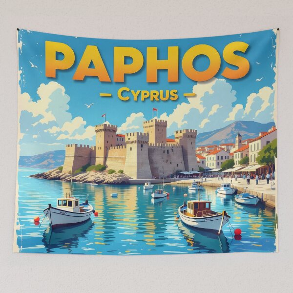 Item preview, Paphos, Cyprus: Vintage-Style Painterly Travel Poster designed and sold by LSVart.