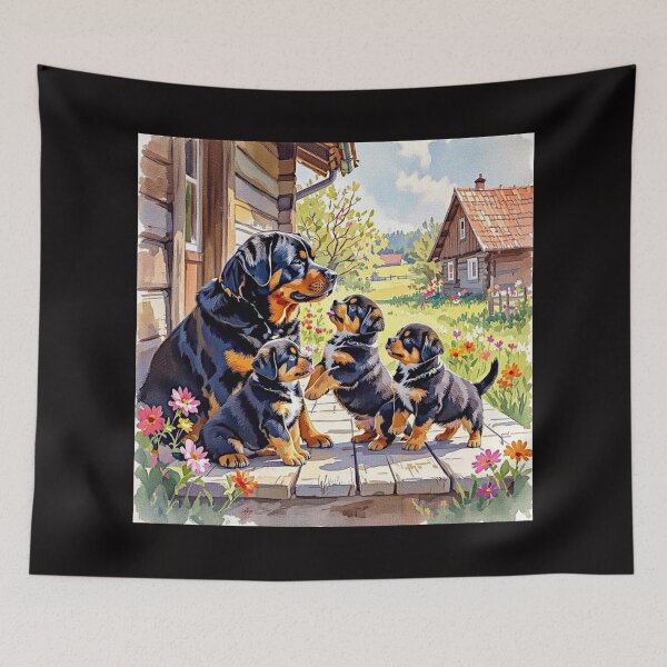 Item preview, Rottweiller on the porch with Puppies#5 designed and sold by Helios Be. Lavsh.