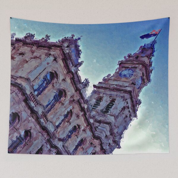 Item preview, Impressionist Painting of The Bendigo Town Hall at Sunrise - Bendigo, Victoria, Australia designed and sold by Steven Jodoin.