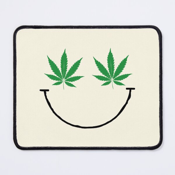 Item preview, Stoner Smiley With Weed Leaf Eyes – Funny Cannabis Face Art designed and sold by Cannaxes Studio.