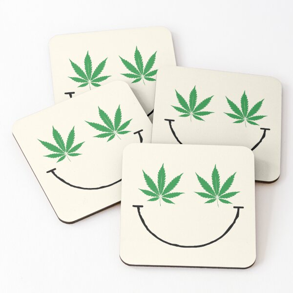 Item preview, Stoner Smiley With Weed Leaf Eyes – Funny Cannabis Face Art designed and sold by Cannaxes Studio.