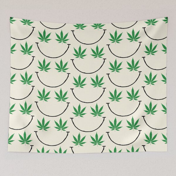 Item preview, Stoner Smiley With Weed Leaf Eyes – Funny Cannabis Face Art designed and sold by Cannaxes Studio.