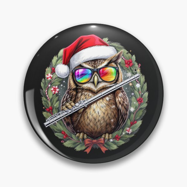 Item preview, Christmas Owl Flutist | Festive Wreath Melody designed and sold by ColorSplash123.