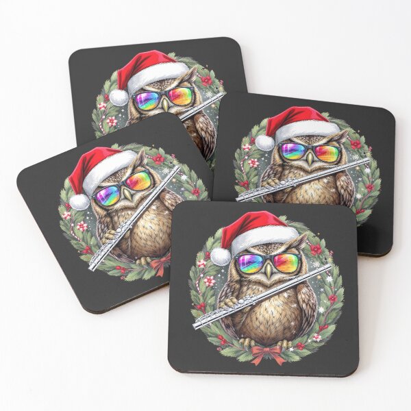 Item preview, Christmas Owl Flutist | Festive Wreath Melody designed and sold by ColorSplash123.