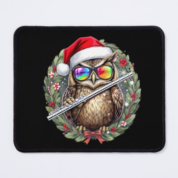 Item preview, Christmas Owl Flutist | Festive Wreath Melody designed and sold by ColorSplash123.