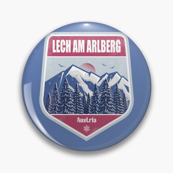 Item preview, Lech am Arlberg Austria – Snowy Mountain Winter Badge designed and sold by CynthiaGraphics.