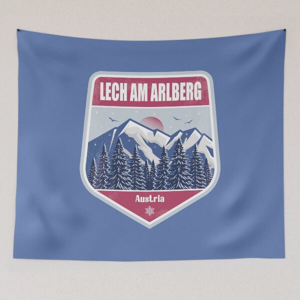 Item preview, Lech am Arlberg Austria – Snowy Mountain Winter Badge designed and sold by CynthiaGraphics.