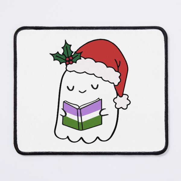 Item preview, Genderqueer Ghost Reading – Cute Pride Christmas Santa Hat designed and sold by Cannaxes Studio.