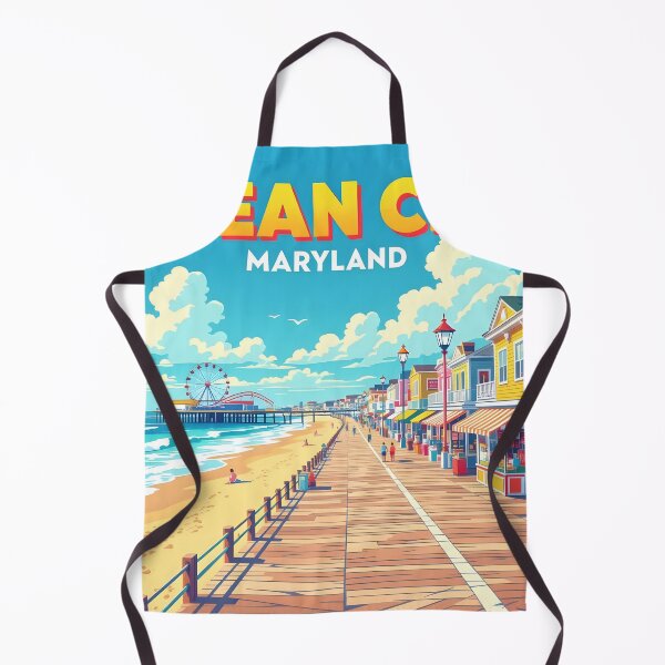 Item preview, Ocean City Beach, Maryland, USA: Vintage-Style Painterly Travel Poster designed and sold by LSVart.