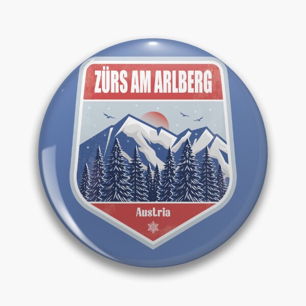 Item preview, Zürs am Arlberg Austria – Snowy Mountain Winter Badge designed and sold by CynthiaGraphics.
