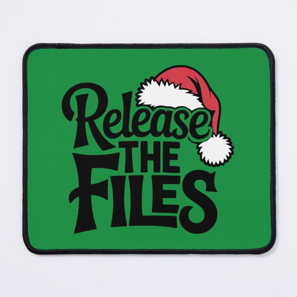 Item preview, RELEASE THE FILES – Christmas Santa Hat Political Satire Design designed and sold by The People’s Punchline.