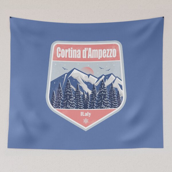 Item preview, Cortina d’Ampezzo Italy – Snowy Mountain Winter Badge designed and sold by CynthiaGraphics.