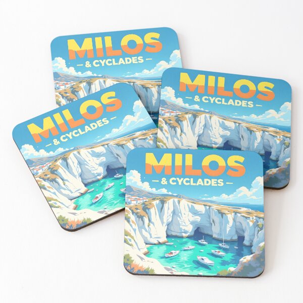 Item preview, Milos, Cyclades, Greece: Vintage-Style Painterly Travel Poster designed and sold by LSVart.