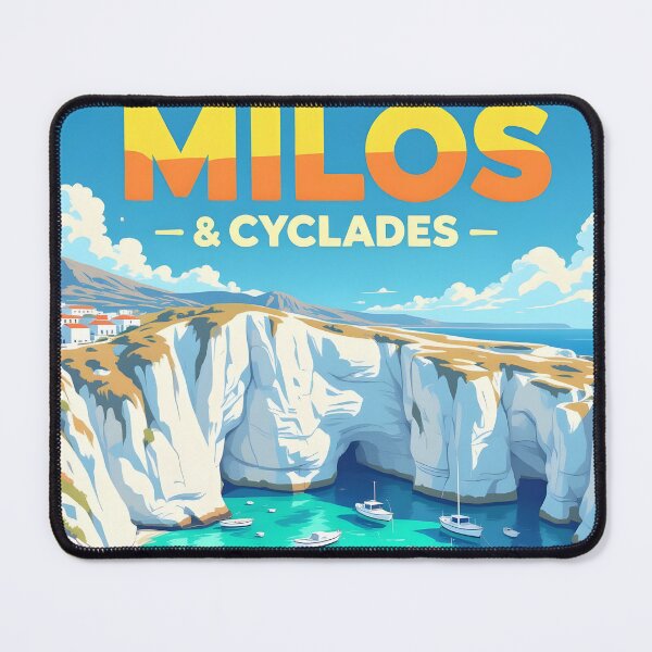 Item preview, Milos, Cyclades, Greece: Vintage-Style Painterly Travel Poster designed and sold by LSVart.