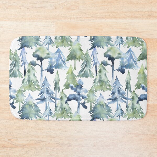 Item preview, Watercolor Winter Forest Pattern on White designed and sold by Flowersforbear.