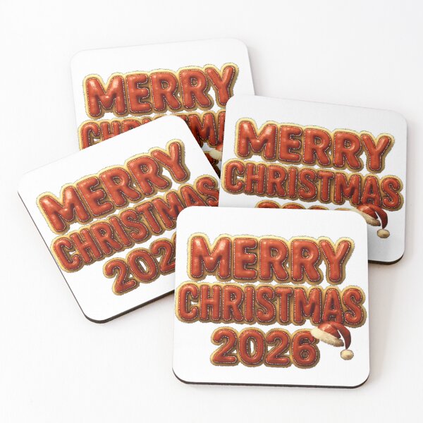 Item preview, 3D Merry Christmas & New Year 2026 Typography – Santa Hat, Red Leather, Fur Trim, Gold Stitching designed and sold by FUIRY .
